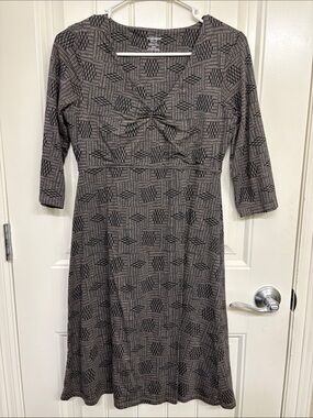 Toad&Co Brown and Gray Patterned 3/4 Sleeve Knit Dress